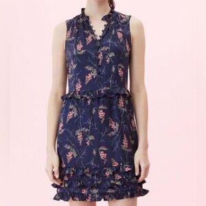 Rebecca Taylor Ivie Fleur Jacquard Dress in Navy
